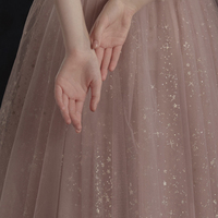 Pink tulle A line short prom dress pink evening dress - Thumbnail 3