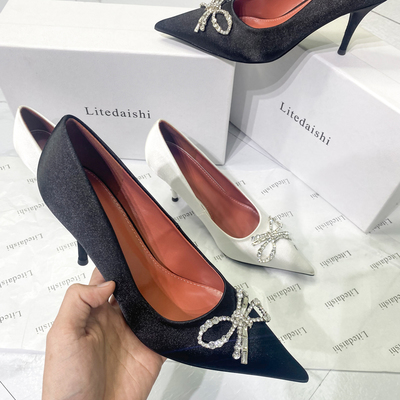 Black high heels women's bow single shoes S-262