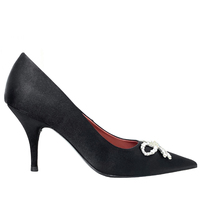 Black high heels women's bow single shoes S-262 - Thumbnail 5