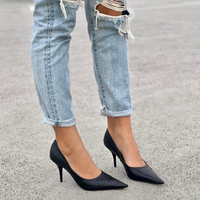 Black high heels women stiletto 8cm S-266 - Thumbnail 1