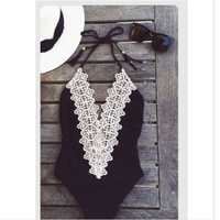 Sexy Black Siamese Triangle Bikini Swimsuit - Thumbnail 1