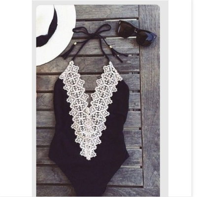 Sexy black siamese triangle bikini swimsuit