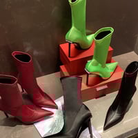 Black pointed toe elastic boots in the barrel S-268 - Thumbnail 2