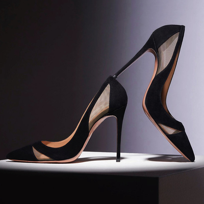 Black high heels women stiletto 10cm mesh single shoes S-271