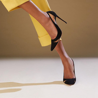 Black high heels women stiletto 10cm mesh single shoes S-271 - Thumbnail 4