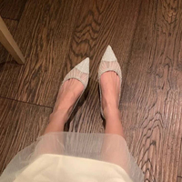 Black high-heeled shoes women stiletto silver lace mesh pumps S-274 - Thumbnail 1