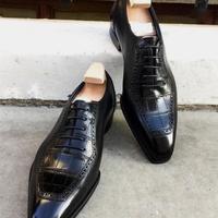 New Black Elegator Skin Pure Leather Lace Up Shoes For Men - Thumbnail 1