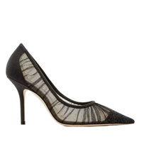 Black high-heeled shoes women stiletto silver lace mesh pumps S-274 - Thumbnail 4