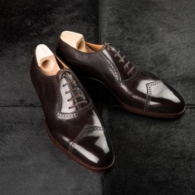 New dark brown office handmade shoes for men - Thumbnail 4
