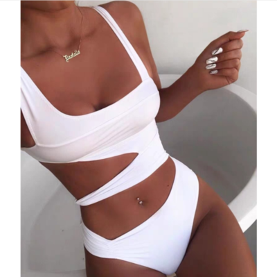 Solid Color Irregular One-Piece Sexy Bikini Swimsuit