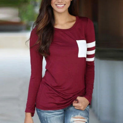 Design round neck long sleeve t-shirt