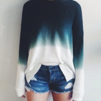 Retro Round Neck Long-Sleeved Knit Sweater - Thumbnail 1