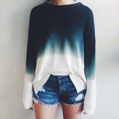 Retro round neck long-sleeved knit sweater - Thumbnail 5