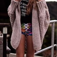 Loose Bat Sleeve Knit Cardigan Sweater Jacket - Thumbnail 3