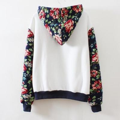 Retro flowers hooded sweater