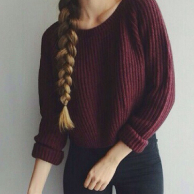Round Neck Long-Sleeved Knit Sweater