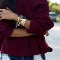 Round Neck Long-Sleeved Knit Sweater - Thumbnail 1