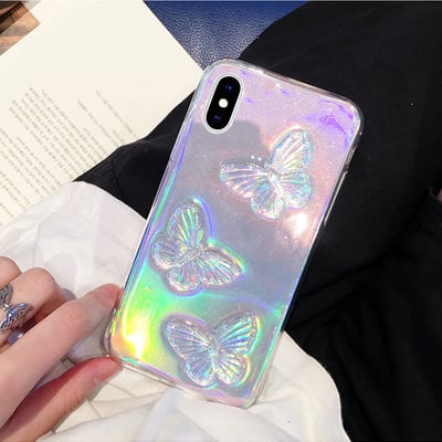 Crystal laser butterfly iphone case
