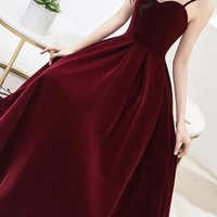 Burgundy velvet short prom dress homecoming dress - Thumbnail 1