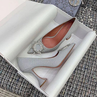 Black high heels women stiletto crystal diamond single shoes women S-280 - Thumbnail 1