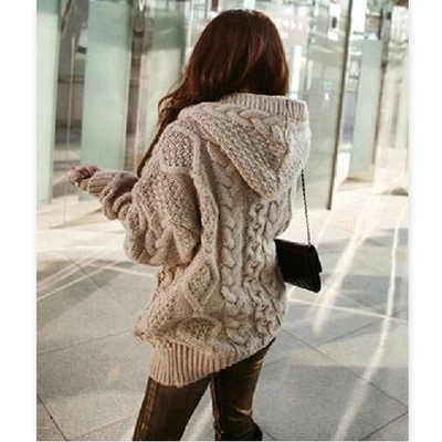 Long sleeve loose knit cardigan sweater jacket