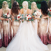 Chic Mermaid Sequin Long Bridesmaid Dresses - Thumbnail 2