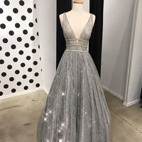 Sparkly prom dresses,Silver sequin prom dresses, Long prom dresses,924 - Thumbnail 1