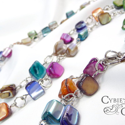 3pc double strand rainbow mother of pearl set - Thumbnail 1