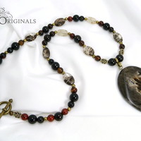 Silver Leaf Jasper & Agate Necklace - Thumbnail 3