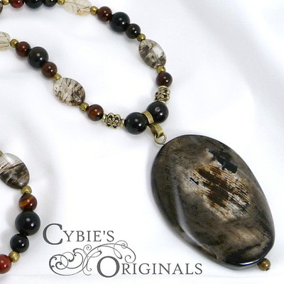 Silver leaf jasper & agate necklace