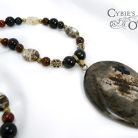 Silver Leaf Jasper & Agate Necklace - Thumbnail 2