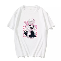 Cute Pink Black Sweet Vintage Anime Girl Cartoon Loose Short Sleeve Shirt Tee T-shirt Summer Casual E-Girl Kawaii Korean Japanese Harajuku Streetwear - Thumbnail 8