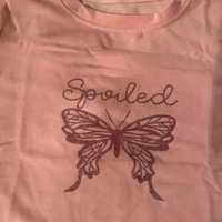 Cute Pink Butterfly Glitter Sparkle Print Crop Top Short Sleeve Shirt Tee T-shirt Summer Casual E-Girl Kawaii Korean Japanese Harajuku Streetwear - Thumbnail 8