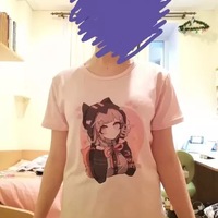 Cute Cat Anime Girl Cartoon Print Oversized Loose Short Sleeve Shirt Tee T-shirt Summer Casual E-Girl Kawaii Korean Japanese Harajuku Streetwear - Thumbnail 4