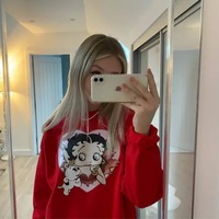 Cute 80s 90s Red Heart Vintage Cartoon Girl Long Sleeve Shirt Hoodie Pullover Sweatshirt Casual E-Girl Kawaii Korean Japanese Harajuku Streetwear - Thumbnail 7