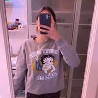 Cute 80s 90s Vintage Cartoon Girl Print Long Sleeve Shirt Hoodie Pullover Sweatshirt Sweater Casual E-Girl Kawaii Korean Japanese Harajuku Streetwear - Thumbnail 9