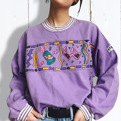 Cute 90s vintage purple aesthetic oversized loose sweatshirt sweater pullover hoodie autumn casual e-girl kawaii korean japanese harajuku streetwear - Thumbnail 5