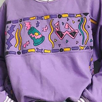 Cute 90s Vintage Purple Aesthetic Oversized Loose Sweatshirt Sweater Pullover Hoodie Autumn Casual E-Girl Kawaii Korean Japanese Harajuku Streetwear - Thumbnail 1
