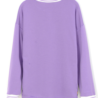 Cute 90s Vintage Purple Aesthetic Oversized Loose Sweatshirt Sweater Pullover Hoodie Autumn Casual E-Girl Kawaii Korean Japanese Harajuku Streetwear - Thumbnail 3