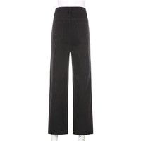 Cute Vintage Pink Heart Print Black Denim Jeans Straight High Waist Long Trouser Pants Autumn Casual E-Girl Kawaii Korean Japanese Harajuku Streetwear - Thumbnail 6