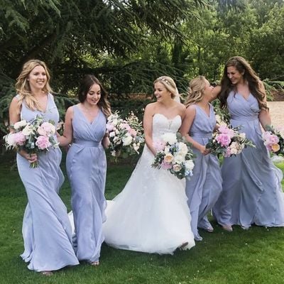 Elegant a-line v neck lavender chiffon spring bridesmaid dresses