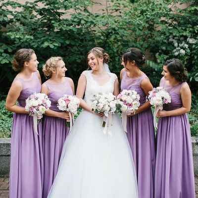 Lilac chiffon bridesmaid dress long wedding party dress