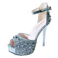 2021 New Rivet High Heel Women Sandals S-300 - Thumbnail 1