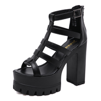 Sexy 13CM thin strap platform thick heel super high heel sandals S-303 - Thumbnail 1