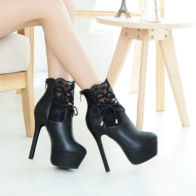 Sexy lace high heel ankle boots lace up ankle boots women shoes S-306