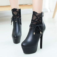Sexy lace high heel ankle boots lace up ankle boots women shoes S-306 - Thumbnail 4