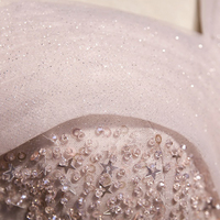 Pink tulle beads long prom dress A line evening dress - Thumbnail 3