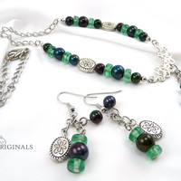 Green butterfly necklace set - Thumbnail 1
