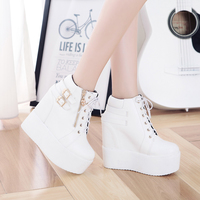 Fashion lace-up black thick-soled inner high boots S-310 - Thumbnail 3