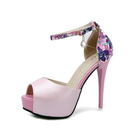 Super High Heel Platform Rhinestone High Heels Women's Shoes S-311 - Thumbnail 4